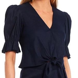 Antonio Melani Navy Blue Linen Blend Blouse